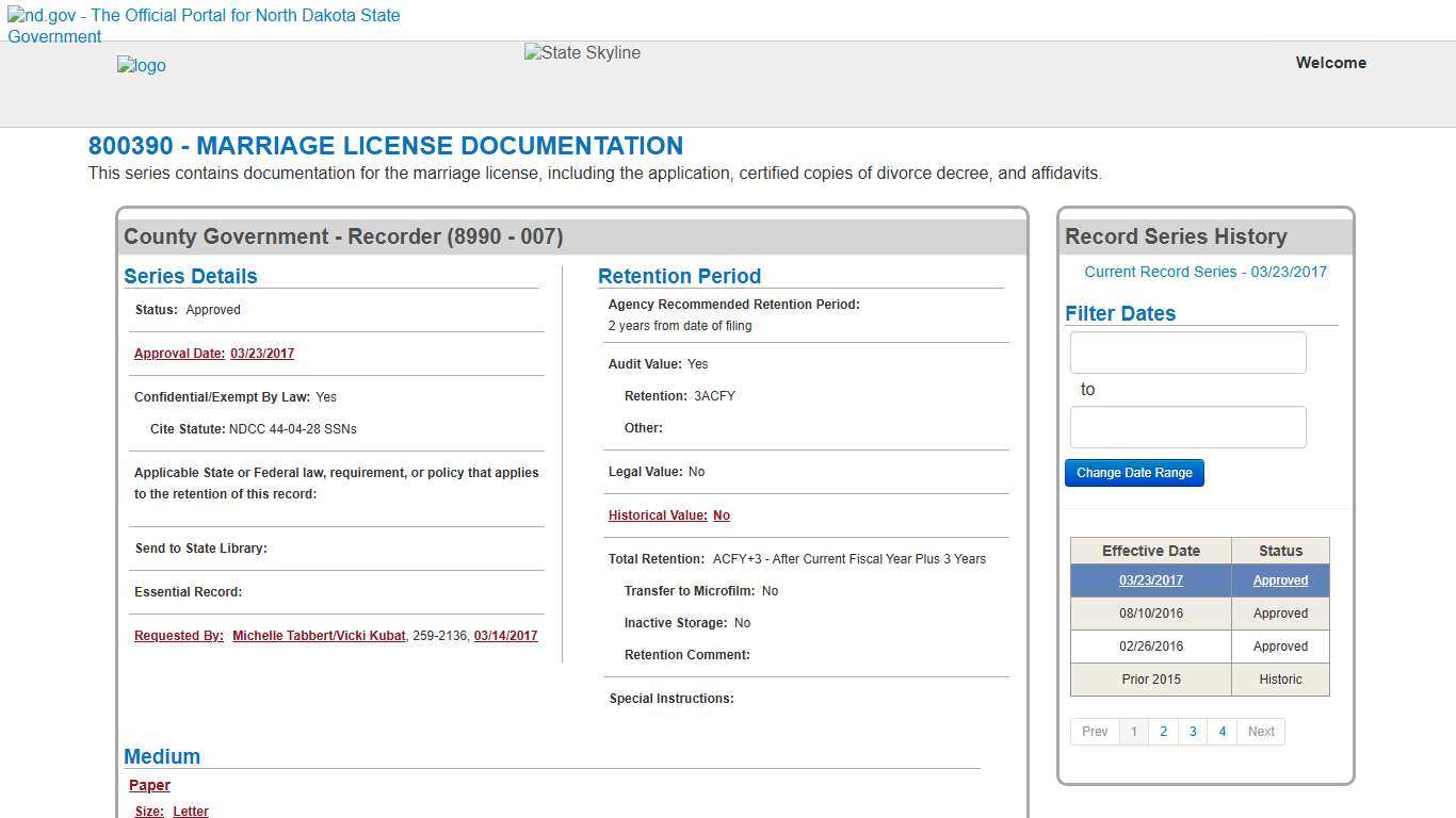 Records Management - Edit Record Series