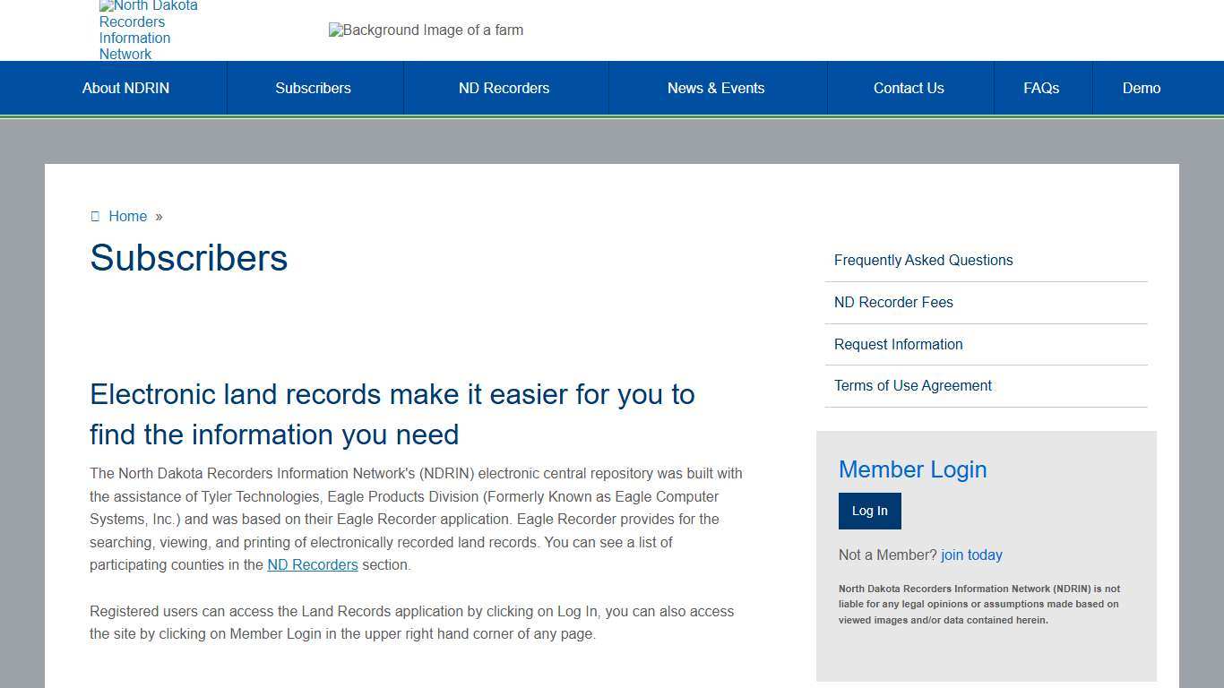Subscribers ND Recorders Information Network